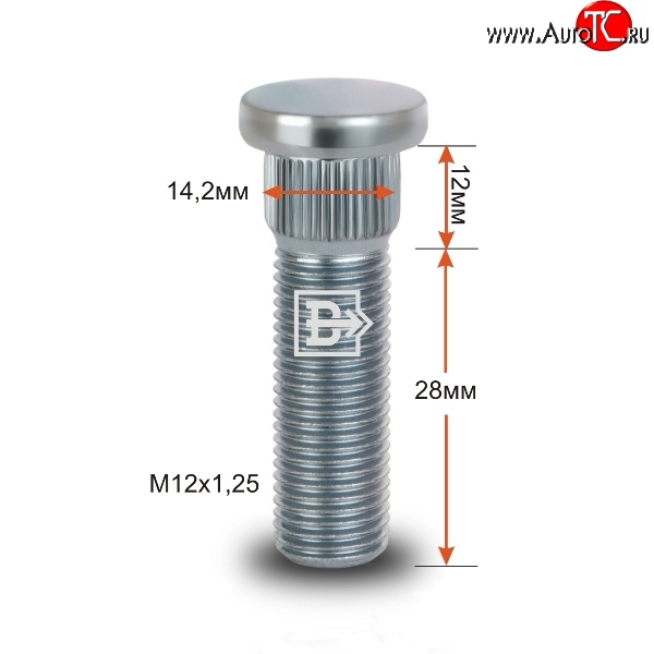 188 р. Забивная шпилька 28 мм ступицы Вектор M12x1.25x28 Suzuki Hustler MR52S, MR92S (2019-2025)