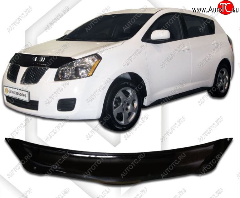 1 999 р. Дефлектор капота CA-Plastic  Pontiac Vibe  AZE (2008-2010) (Classic черный, Без надписи)  с доставкой в г. Керчь