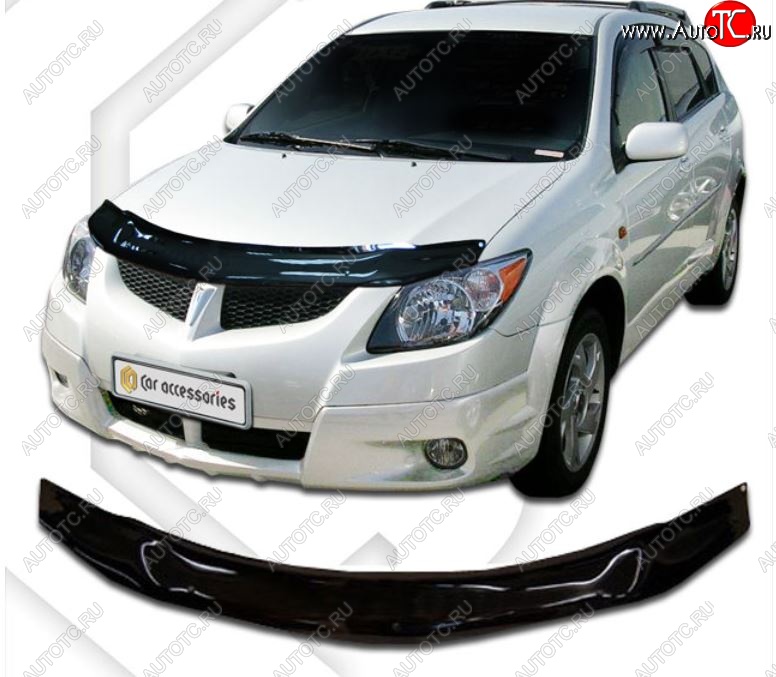 1 899 р. Дефлектор капота CA-Plastic Pontiac Vibe ZZE рестайлинг (2004-2008) (серия Classic черный, Без надписи)  с доставкой в г. Керчь