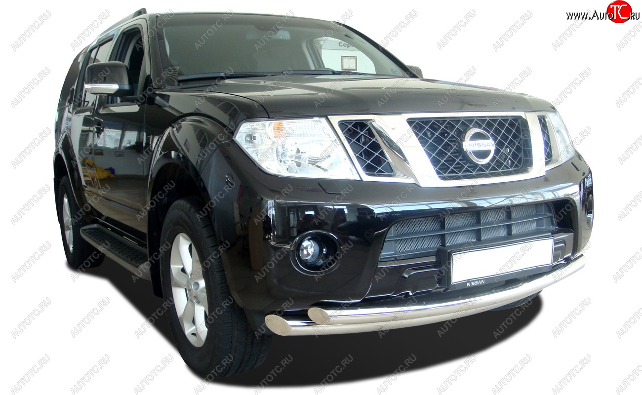 7 549 р. Двойная защита переднего бампера из труб диаметрами по 63 мм Petroil Tuning  Nissan Pathfinder  R51 (2004-2007) дорестайлинг  с доставкой в г. Керчь