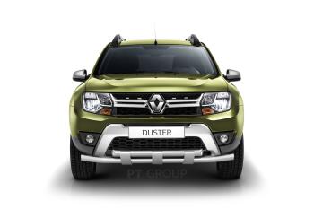 27 199 р. Защита переднего бампера PT GROUP двойная с пластинами Ø63/63мм (НПС) RENAULT Duster 2016- Renault Duster HS рестайлинг (2015-2021) (Нержавеющая полированная сталь)  с доставкой в г. Керчь. Увеличить фотографию 3