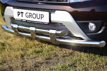 27 199 р. Защита переднего бампера PT GROUP двойная с пластинами Ø63/63мм (НПС) RENAULT Duster 2016- Renault Duster HS рестайлинг (2015-2021) (Нержавеющая полированная сталь)  с доставкой в г. Керчь. Увеличить фотографию 6