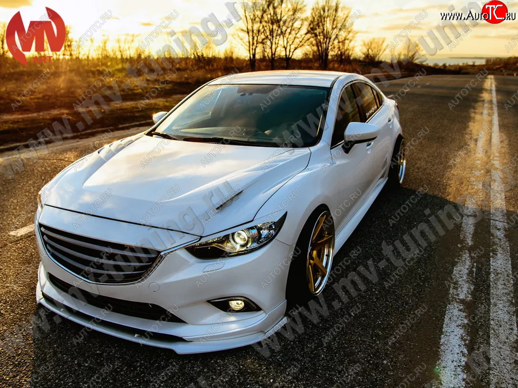 47 899 р. Капот пластиковый (с прорезаными жабрами) SkyActivSport MV-Tuning  Mazda 6  GJ (2012-2025) дорестайлинг седан, дорестайлинг универсал, 1 рестайлинг универсал, 1-ый рестайлинг седан, 2-ой рестайлинг седан, 2-ой рестайлинг универсал (Неокрашенный)  с доставкой в г. Керчь