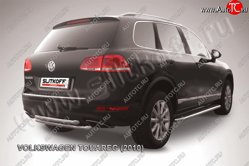 6 899 р. Защита задняя Slitkoff  Volkswagen Touareg  NF (2010-2014) дорестайлинг (Цвет: серебристый)  с доставкой в г. Керчь