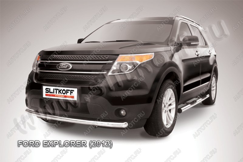 9 499 р. Защита переднего бампера d57 Slitkoff Ford Explorer U502 дорестайлинг (2010-2016) (Цвет: серебристый)  с доставкой в г. Керчь