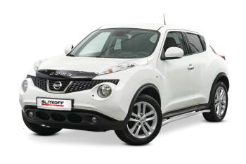 Защита порогов d42 с гибами Slitkoff Nissan Juke  1 YF15 (2010-2014) дорестайлинг (сталь с полимерным покрытием, цвет серебро)