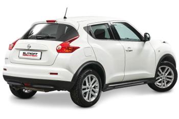 Защита порогов d42 с гибами Slitkoff Nissan Juke  1 YF15 (2010-2014) дорестайлинг (сталь с полимерным покрытием, цвет черныйчёрный)