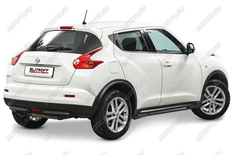 10 349 р. Защита порогов d42 с гибами Slitkoff  Nissan Juke  1 YF15 (2010-2014) дорестайлинг (сталь с полимерным покрытием, цвет черныйчёрный)  с доставкой в г. Керчь