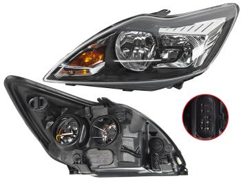 Левая фара SAT (с эл. корректором чёрная) Ford Focus 2 хэтчбэк 5 дв. рестайлинг (2007-2011)