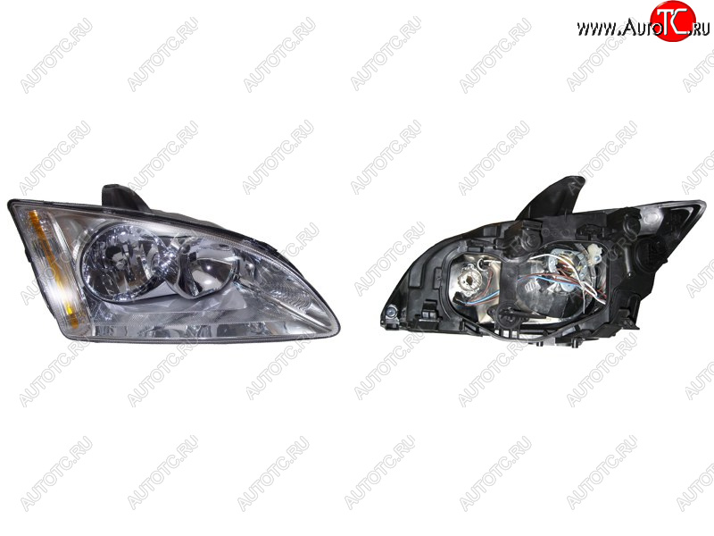 3 599 р. Правая фара SAT (хром) Ford Focus 2  седан дорестайлинг (2004-2008)  с доставкой в г. Керчь