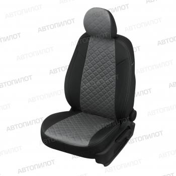 Чехлы на сиденья Ромб (раздел. 40/60 с подлокотником экокожа) Автопилот Hyundai Creta  SU (2020-2022) (черный/серый)