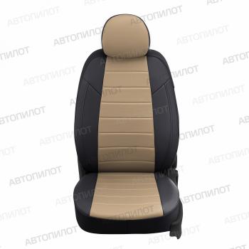 13 649 р. Чехлы на сиденья Экокожа (5 мест раздел. 40/60 экокожа) Автопилот  Лада Ларгус (2021-2025) рестайлинг R90 (черный/темно-бежевый)  с доставкой в г. Керчь. Увеличить фотографию 3