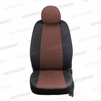 8 499 р. Чехлы на сиденья Ромб (раздел. 40/60 экокожа) Автопилот KIA Rio 4 FB дорестайлинг седан (2016-2020) (черный/темно-коричневый)  с доставкой в г. Керчь. Увеличить фотографию 4