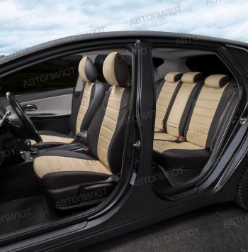 8 249 р. Чехлы сидений (экокожа/алькантара, 40/60) Автопилот Audi Q3 8U дорестайлинг (2011-2015) (черный/бежевый)  с доставкой в г. Керчь. Увеличить фотографию 7