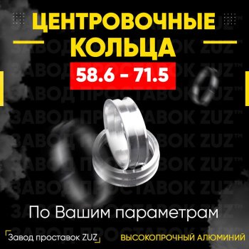 Алюминиевое центровочное кольцо (4 шт) ЗУЗ 58.6 x 71.5 