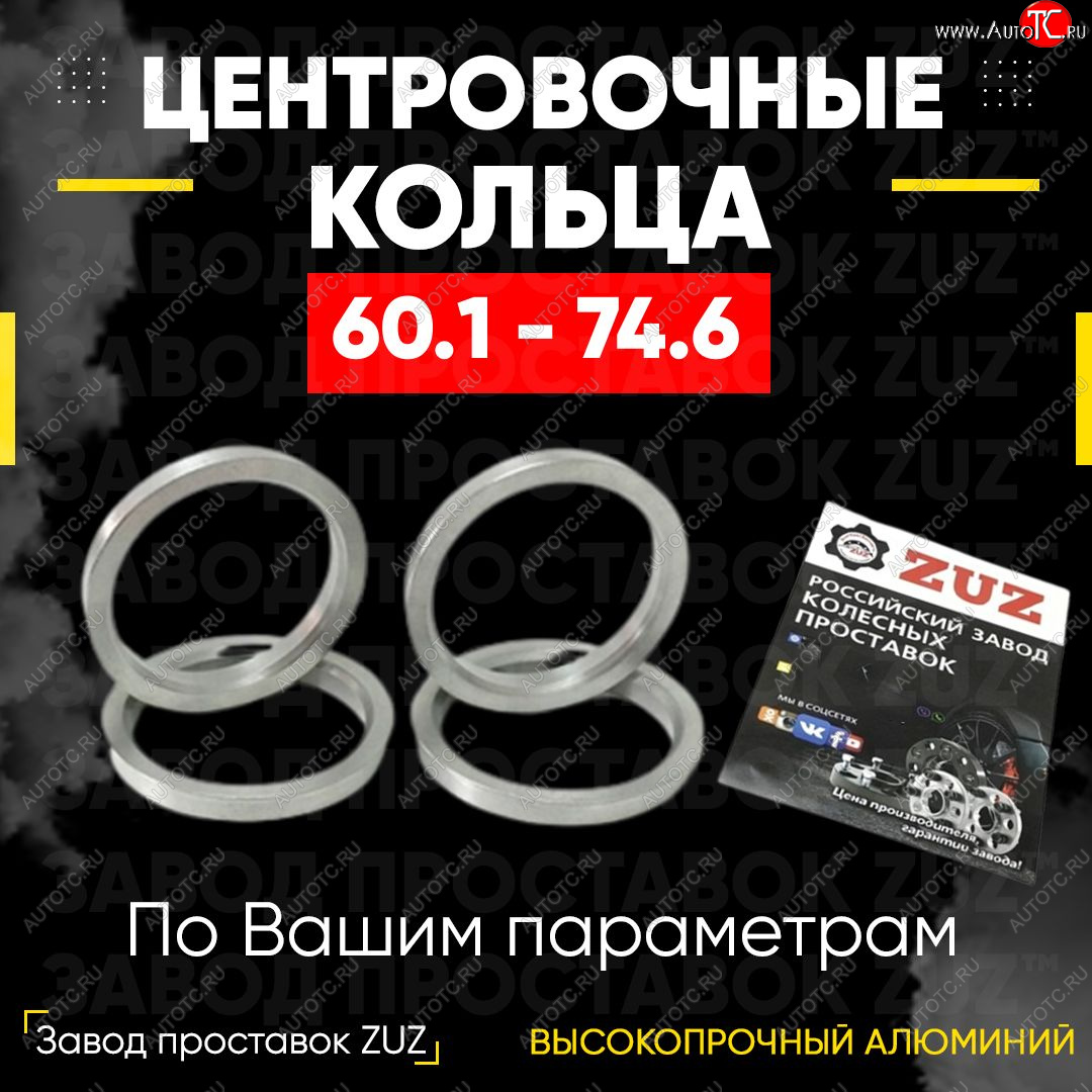 1 799 р. Алюминиевое центровочное кольцо (4 шт) ЗУЗ 60.1 x 74.6    с доставкой в г. Керчь