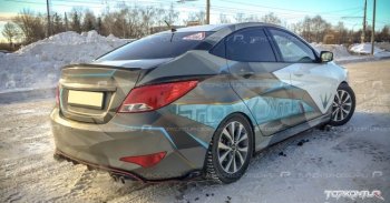 1 799 р. Диффузор заднего бампера TopKontur Design Hyundai Solaris RBr седан рестайлинг (2014-2017) (Неокрашенный)  с доставкой в г. Керчь. Увеличить фотографию 2