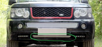 4 649 р. Защитная сетка в бампер (низ, ячейка 4х10 мм) Alfeco Премиум  Land Rover Range Rover Sport  1 L320 (2005-2009) дорестайлинг (Хром)  с доставкой в г. Керчь. Увеличить фотографию 2