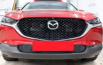 Защитная сетка в бампер (низ, ячейка 3х7 мм) Alfeco Стандарт Mazda CX-30 1 DM (2019-2025) (Чёрная)