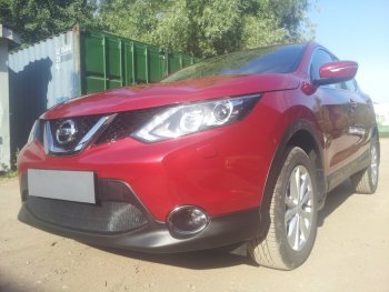 3 199 р. Защитная сетка в бампер (низ, ячейка 3х7 мм) Стрелка11 Стандарт Nissan Qashqai 2 J11 дорестайлинг (2013-2019) (Чёрная)  с доставкой в г. Керчь. Увеличить фотографию 3