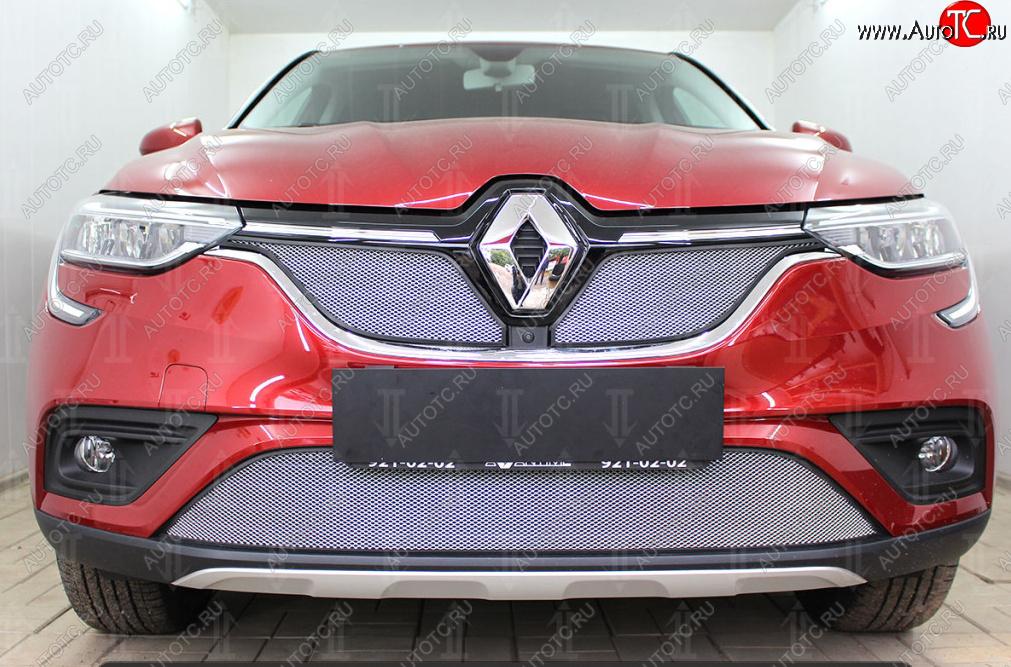 4 999 р. Защитная сетка в бампер (низ, ячейка 4х10 мм) Стрелка11 Премиум Renault Arkana (2019-2025) (Хром)  с доставкой в г. Керчь