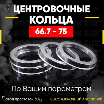 Алюминиевое центровочное кольцо (4 шт) ЗУЗ 66.7 x 75.0 