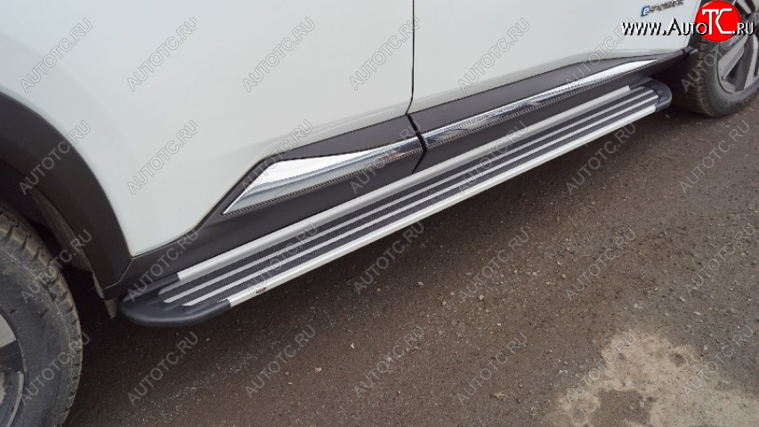 21 999 р. Пороги алюминиевые Slim Line ТСС Тюнинг  Nissan X-trail  4 T33 (2021-2025) дорестайлинг (Silver)  с доставкой в г. Керчь