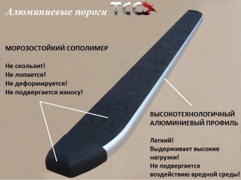 Пороги алюминиевые с пластиковой накладкой ТСС Тюнинг Toyota RAV4  XA40 (2012-2015) 5 дв. дорестайлинг (серые)