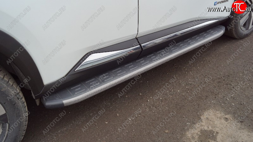 22 999 р. Пороги алюминиевые с пластиковой накладкой ТСС Тюнинг  Nissan X-trail  4 T33 (2021-2025) дорестайлинг (карбон серые)  с доставкой в г. Керчь