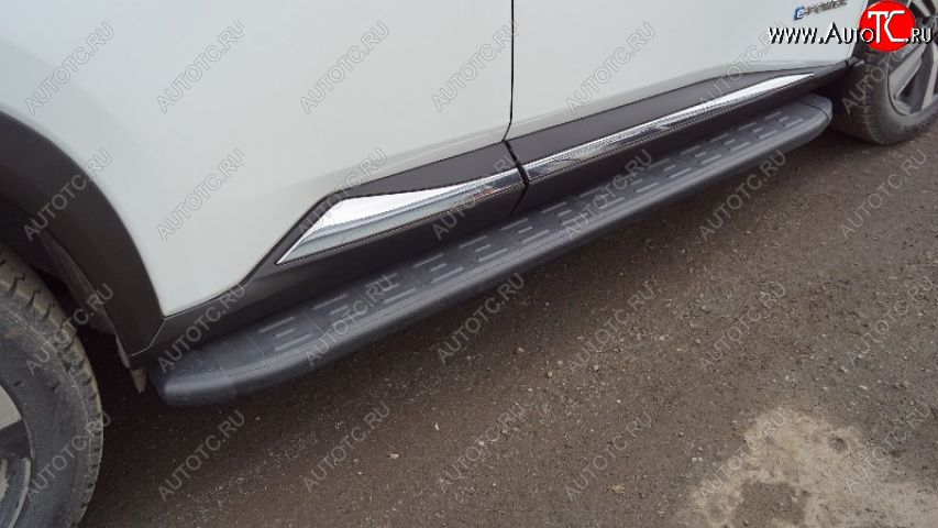 22 999 р. Пороги алюминиевые с пластиковой накладкой, ТСС Тюнинг  Nissan X-trail  4 T33 (2021-2025) дорестайлинг (карбон черные)  с доставкой в г. Керчь