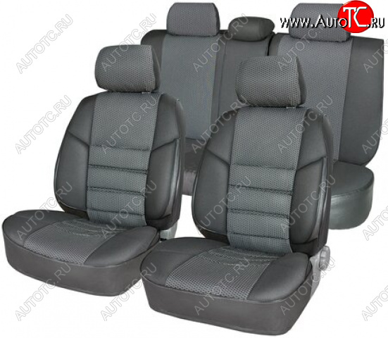 3 999 р. Комплект чехлов сидений (экокожа-жаккард) ПЕТРОВ А10  Skoda Octavia ( Tour A4 1U2,  Tour A4 1U5) (2000-2010) лифтбэк рестайлинг, универсал рестайлинг (темно-серый)  с доставкой в г. Керчь