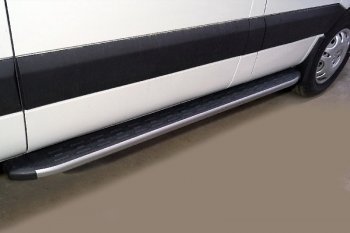 Порог алюминиевый с пластиковой накладкой ТСС Тюнинг Sollers Atlant (2022-2025) автобус, цельнометаллический фургон (серые)