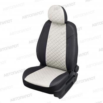 Чехлы на сиденья Ромб (сплошное экокожа) Автопилот FAW Bestune B70 (2020-2025) лифтбэк (Черный/белый)