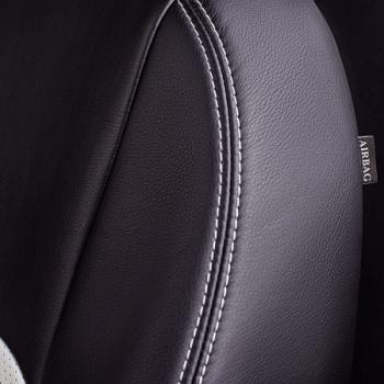 5 799 р. Комплект чехлов для сидений (РЗС 60/40 3Г Илана+Орегон) ТУРИН СТ Lord Autofashion KIA Soul SK3 (2018-2022) (черный, вставка белая, строчка белая)  с доставкой в г. Керчь. Увеличить фотографию 2