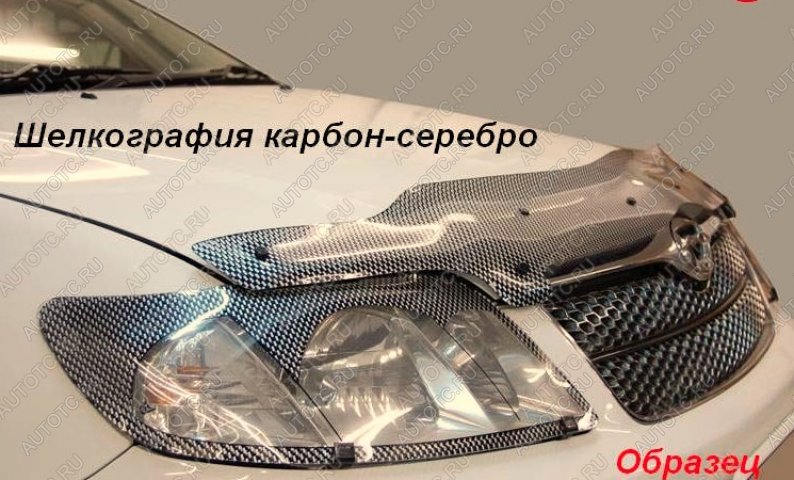 2 479 р. Защита фар CA-Plastic  Toyota Corolla Runx  E120 (1999-2004) хэтчбэк 5 дв. дорестайлинг, хэтчбэк 5 дв. 1-ый рестайлинг (Шелкография карбон серебро)  с доставкой в г. Керчь