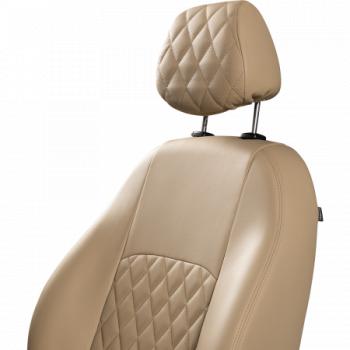 6 399 р. Комплект чехлов для сидений (ЦЗС Илана+Орегон) ТУРИН ст РОМБ Lord Autofashion Лада 2107 (1982-2012) (бежевый, вставка бежевая, строчка бежевая)  с доставкой в г. Керчь. Увеличить фотографию 7