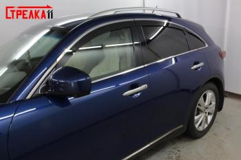 6 999 р. Дефлекторы окон 2D с хром накладками Стрелка11  INFINITI QX70  S51 (2013-2020) (черные)  с доставкой в г. Керчь. Увеличить фотографию 2