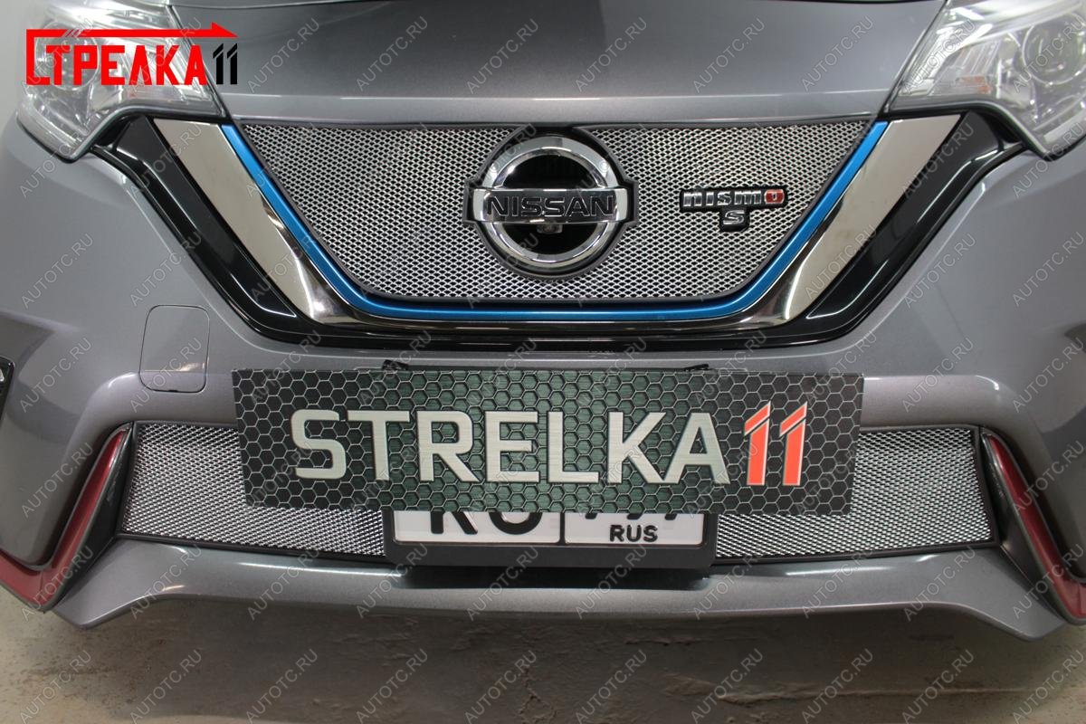 2 869 р. Защита радиатора (верх) (Японская сборка) Стрелка11 Стандарт  Nissan Note  2 (2016-2020) E12 рестайлинг (хром)  с доставкой в г. Керчь