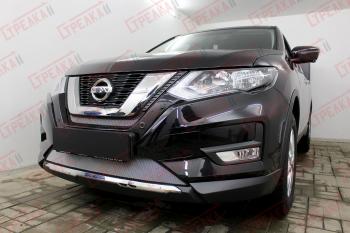 Защита радиатора (середина) Стрелка11 Стандарт Nissan X-trail  3 T32 (2017-2022) рестайлинг (хром)