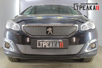 3 499 р. Защита радиатора (низ) Стрелка11 Стандарт  Peugeot 408 (2015-2022) рестайлинг (хром)  с доставкой в г. Керчь. Увеличить фотографию 2