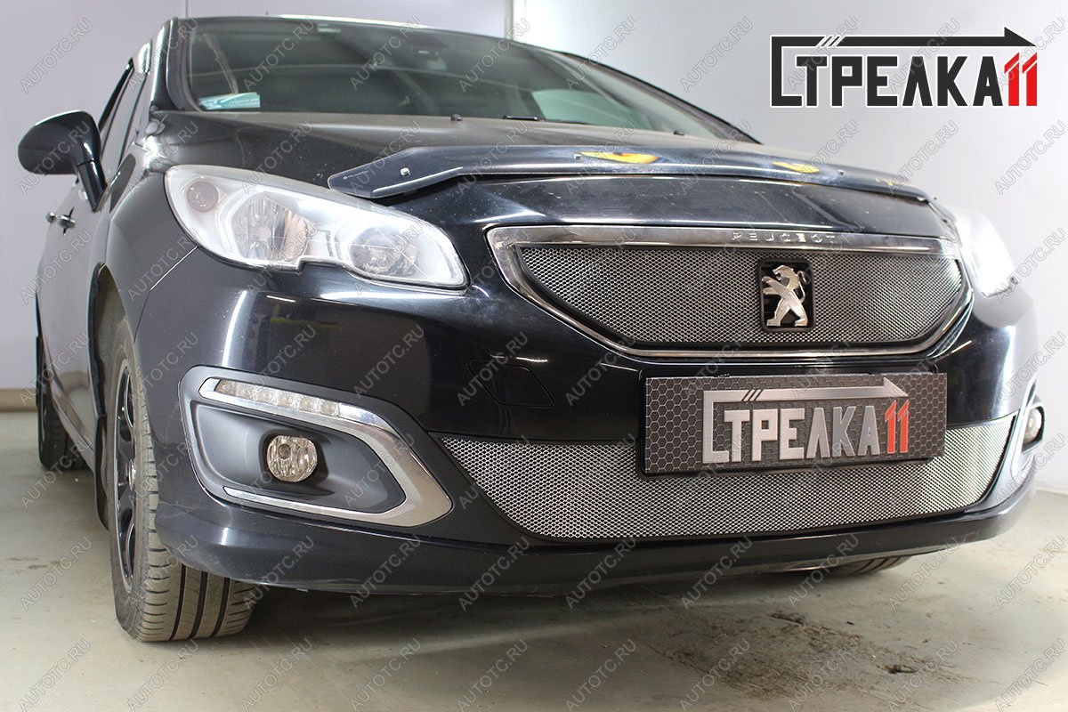 3 499 р. Защита радиатора (низ) Стрелка11 Стандарт  Peugeot 408 (2015-2022) рестайлинг (хром)  с доставкой в г. Керчь