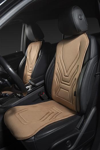 2 599 р. Накидка на сиденье (1 место Афины) ЛЮКС ст АЛЬБИОН Lord Autofashion   (бежевый, строчка коричневая)  с доставкой в г. Керчь. Увеличить фотографию 4