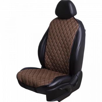 Накидка на сиденье (1 место Каир) ЛЮКС ст РОМБ Lord Autofashion  (коричневый, строчка коричневая)