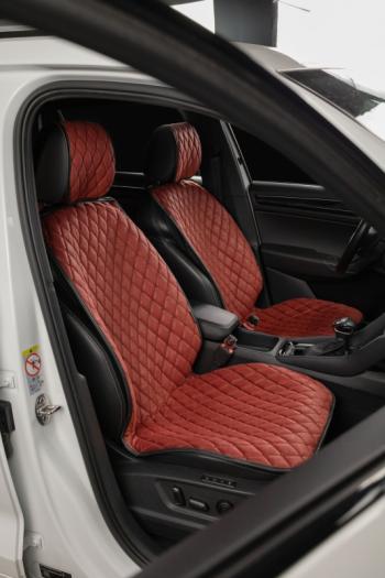 2 999 р. Накидка на сиденье (2 места Каир) ТЕЙЛОР ст БАЙРОН Lord Autofashion   (красный, строчка черная)  с доставкой в г. Керчь. Увеличить фотографию 3