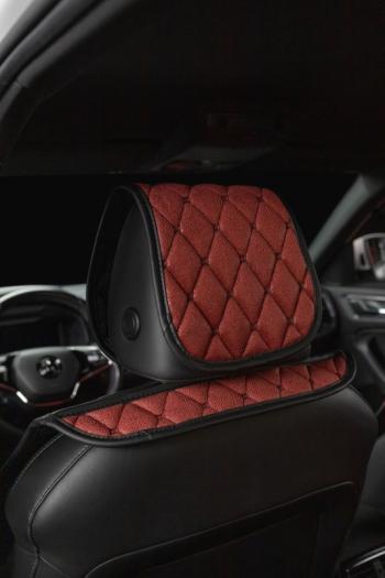 2 999 р. Накидка на сиденье (2 места Каир) ТЕЙЛОР ст БАЙРОН Lord Autofashion   (красный, строчка черная)  с доставкой в г. Керчь. Увеличить фотографию 4