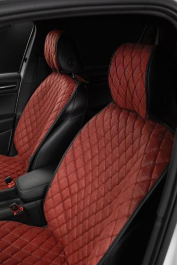 2 999 р. Накидка на сиденье (2 места Каир) ТЕЙЛОР ст БАЙРОН Lord Autofashion   (красный, строчка черная)  с доставкой в г. Керчь. Увеличить фотографию 2