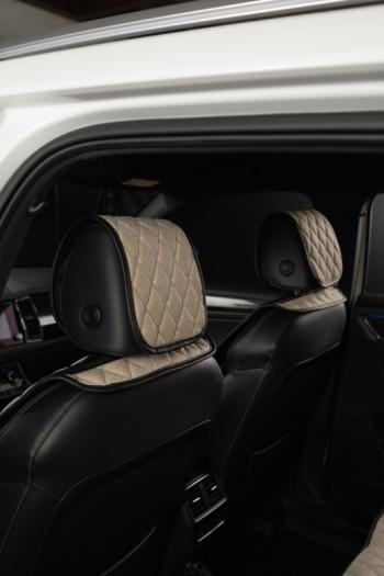 2 999 р. Накидка на сиденье (2 места Каир) ТЕЙЛОР ст БАЙРОН Lord Autofashion   (светло-бежевый, строчка бежевая)  с доставкой в г. Керчь. Увеличить фотографию 4