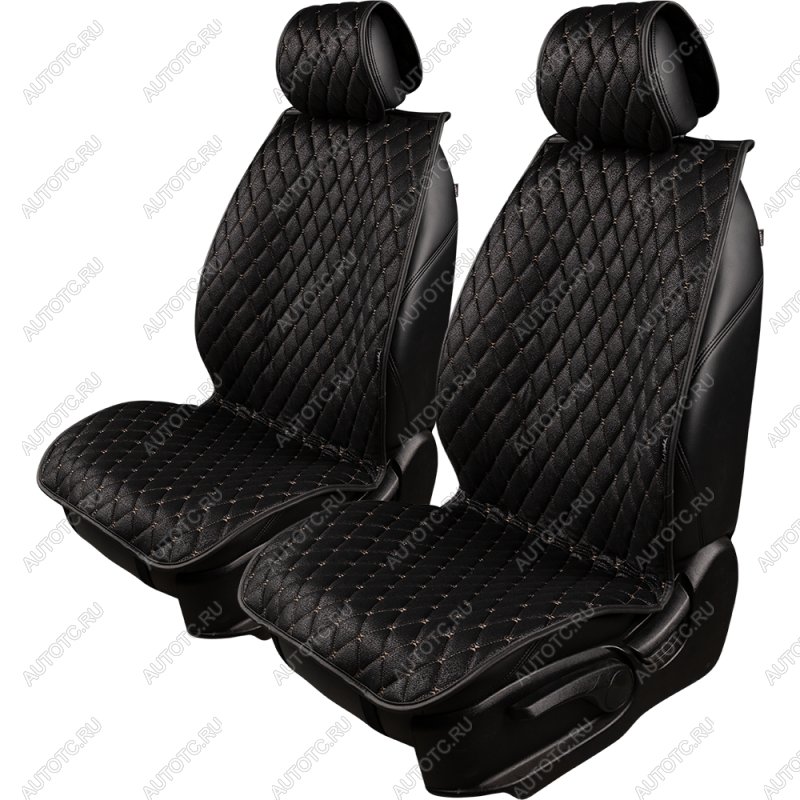 2 899 р. Накидка на сиденье (2 места Каир) ТЕЙЛОР ст БАЙРОН Lord Autofashion   (черный, строчка бежевая)  с доставкой в г. Керчь