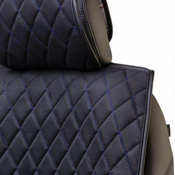 3 099 р. Накидка на сидение (2 места Софа) ТЕЙЛОР ст РОМБ Lord Autofashion   (черный, строчка синяя)  с доставкой в г. Керчь. Увеличить фотографию 3