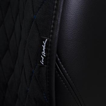 4 199 р. Накидка на сидение (5 мест Софа) ТЕЙЛОР ст РОМБ Lord Autofashion   (черный, строчка синяя)  с доставкой в г. Керчь. Увеличить фотографию 5